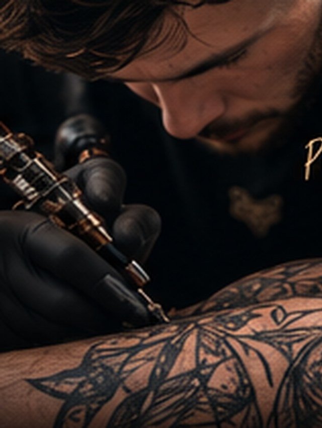 Conceptfoto van tatoeëren met een tattooapparaat